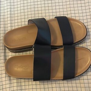 Madewell Black and Tan Slide Sandals